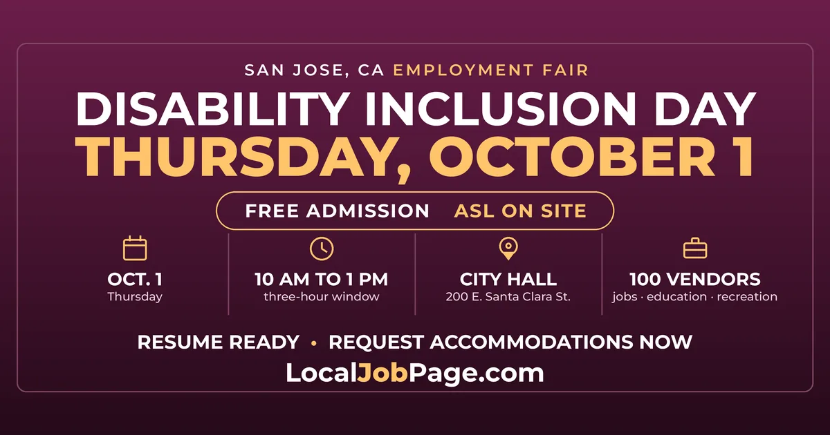 San Jose Disability Inclusion Day Employment Fair Set for October 1 at City Hall